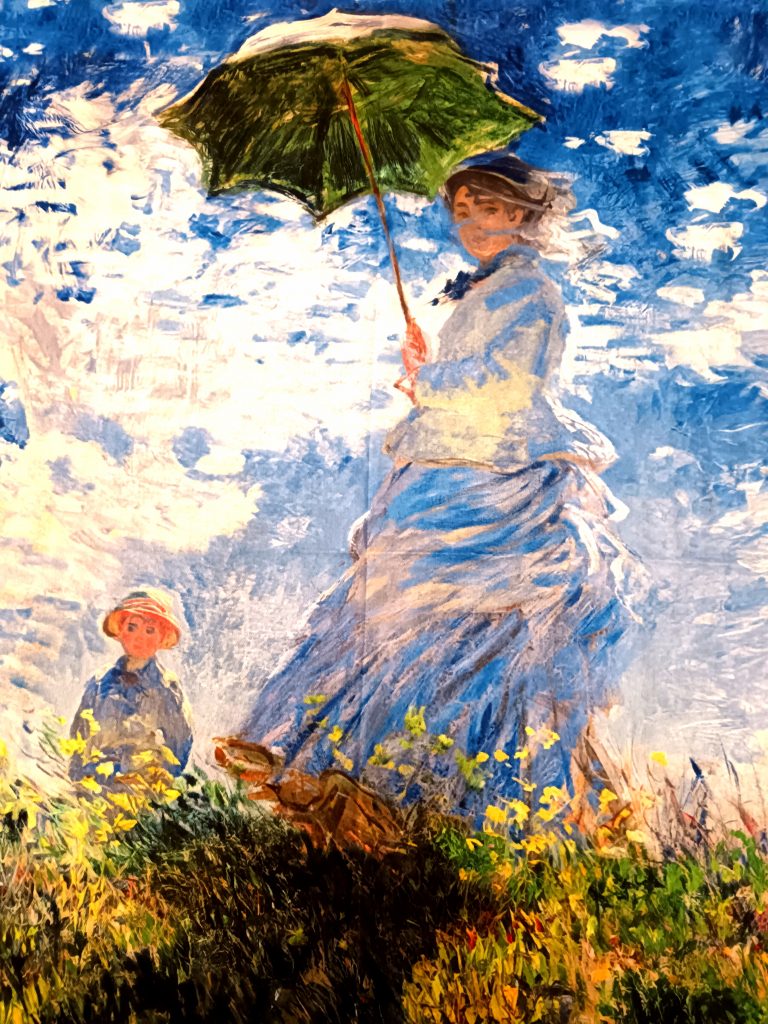 Echarpe reproduction du tableau "La femme à l'ombrelle" de Monet- Boutique les 101 idées folles - Langres 52200
